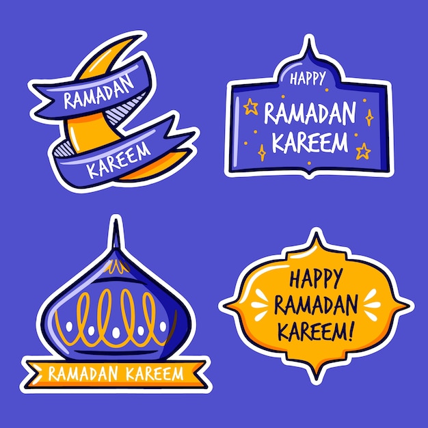 Free vector hand drawn design ramadan labels