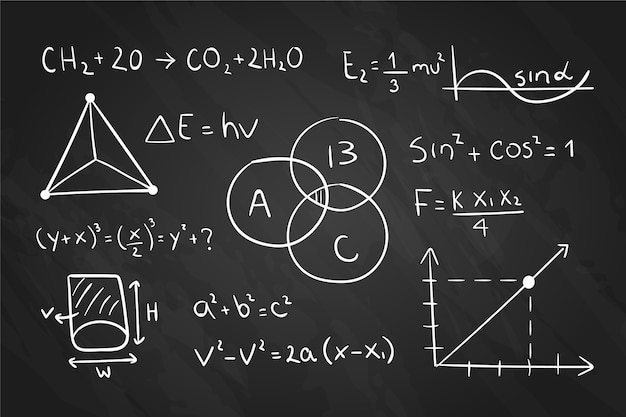 Vettore gratuito formule scientifiche di progettazione disegnata a mano