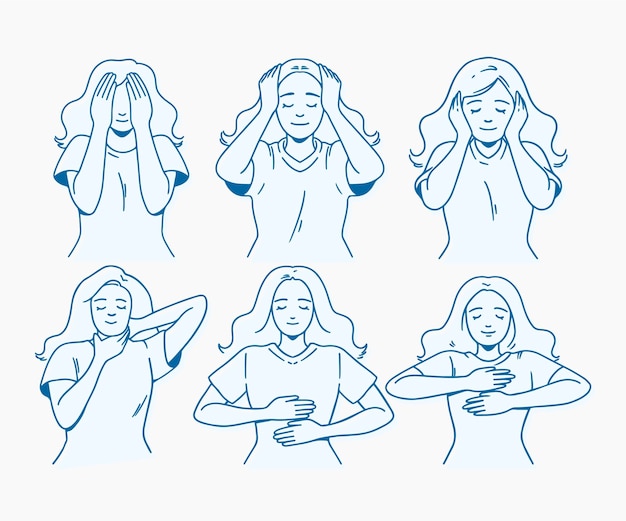 Free vector hand drawn design self-healing reiki poses