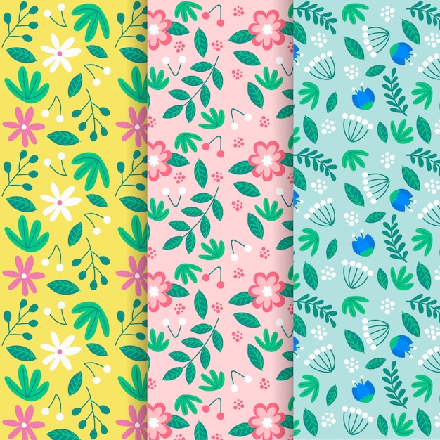 Free vector hand drawn design spring pattern collection