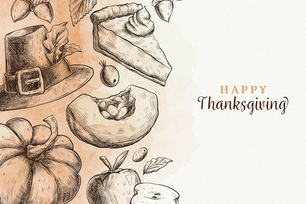 Free vector hand drawn design thanksgiving background