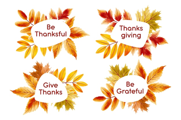 Free vector hand drawn design thanksgiving badges