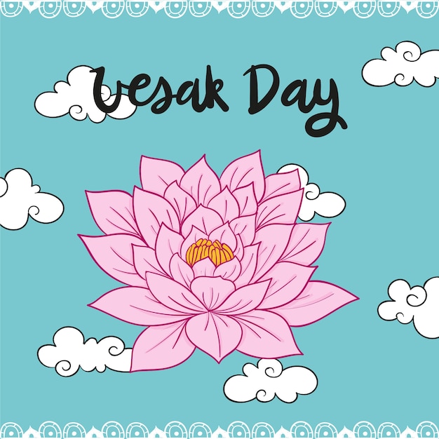 무료 벡터 손으로 그린 디자인 vesak 이벤트