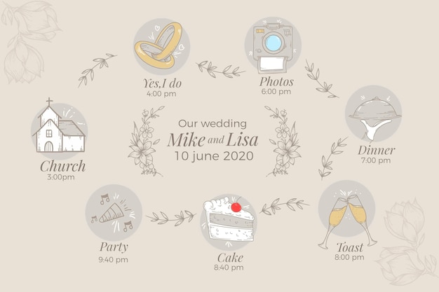 Free Vector hand drawn design wedding planner