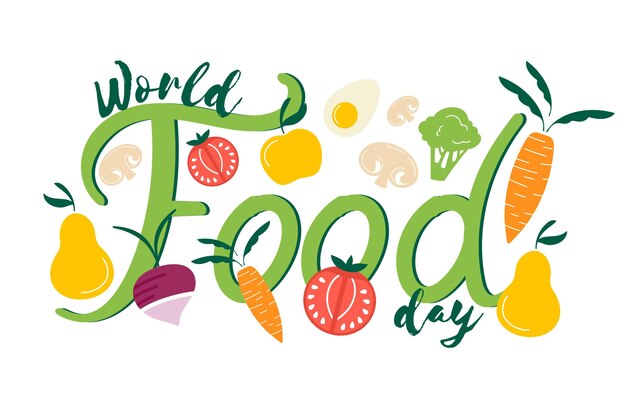 Ручной обращается дизайн всемирный день еды