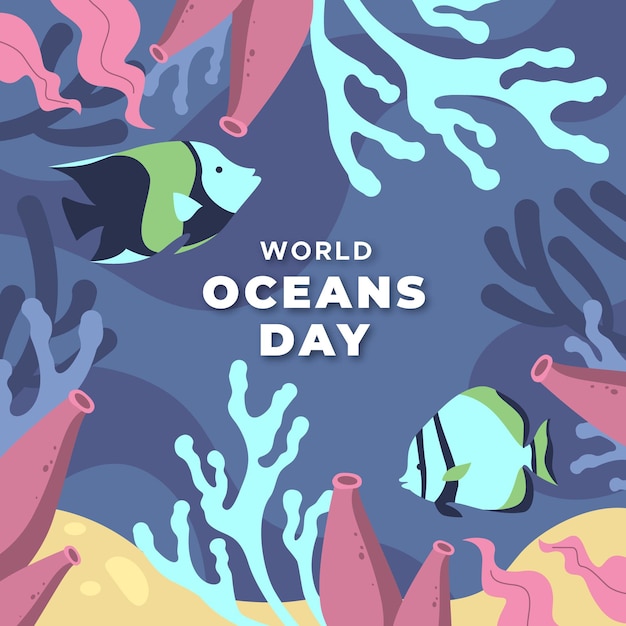 Hand drawn design world oceans day