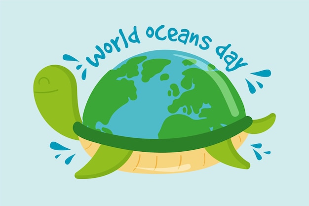 Hand drawn design world oceans day