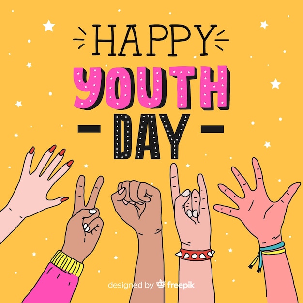 Hand drawn design youth day background