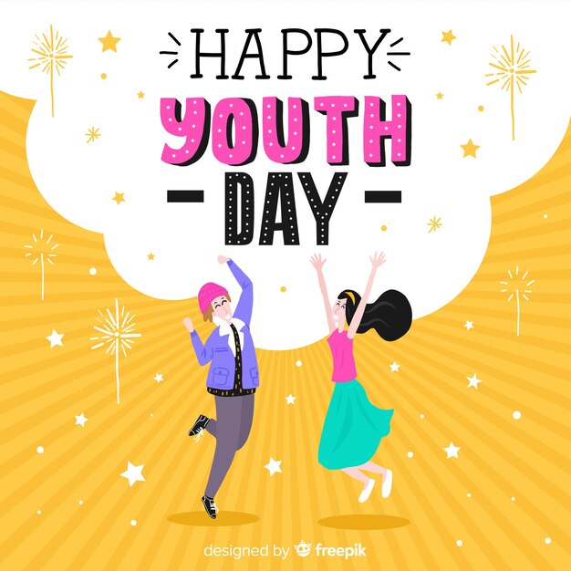 Free vector hand drawn design youth day background