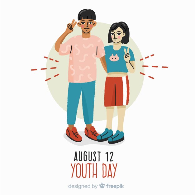 Hand drawn design youth day background