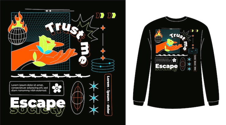 Free Vector hand drawn designs for streetwear illustration