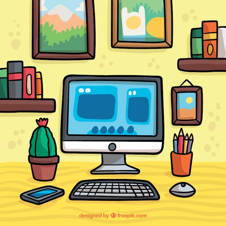 Free Vector hand drawn desk with lovely style