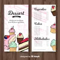 Free vector hand drawn dessert menu template