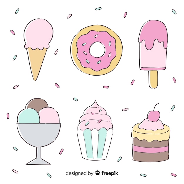 Confezione dessert disegnata a mano