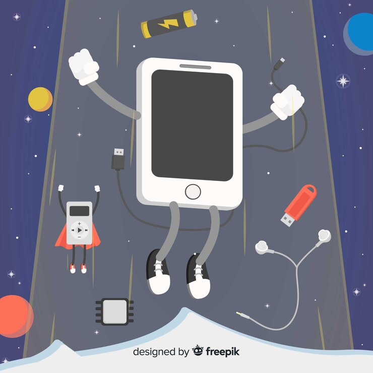 무료 Vector 손으로 그린 장치 반 중력 배경