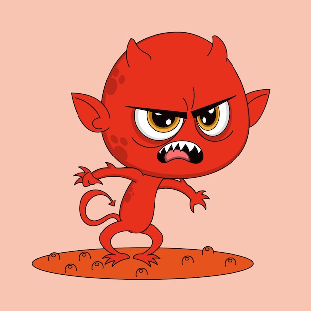 Hand drawn devil cartoon illustration