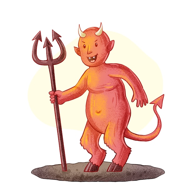 Free vector hand drawn devil cartoon illustration