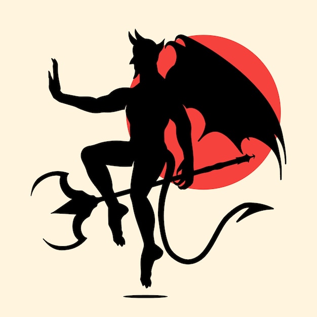 Hand drawn devil  silhouette