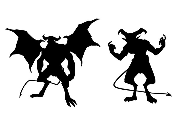 Hand drawn devil silhouette