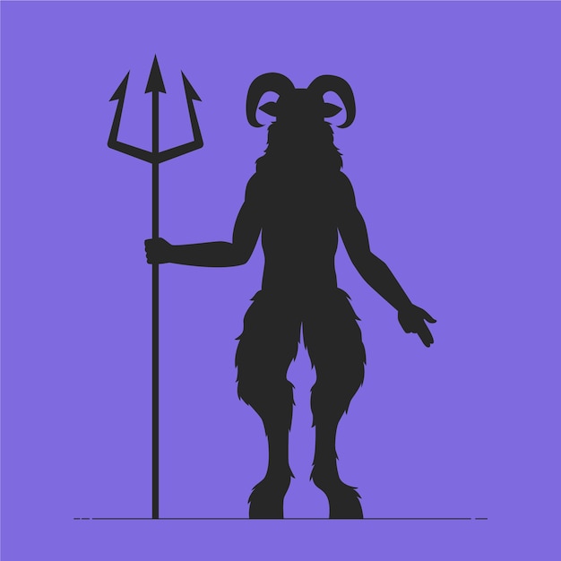 Бесплатное векторное изображение Ручно нарисованный силуэт дьявола
