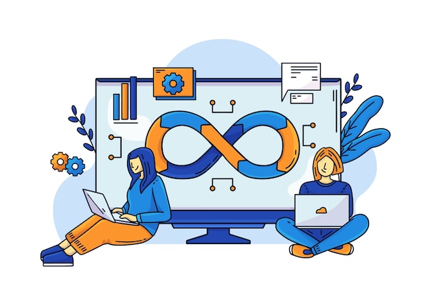 Illustrazione di devops disegnata a mano