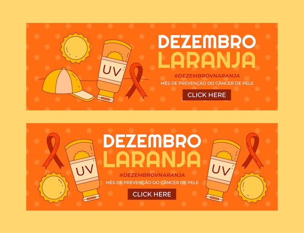 Set di banner dezembro laranja disegnati a mano