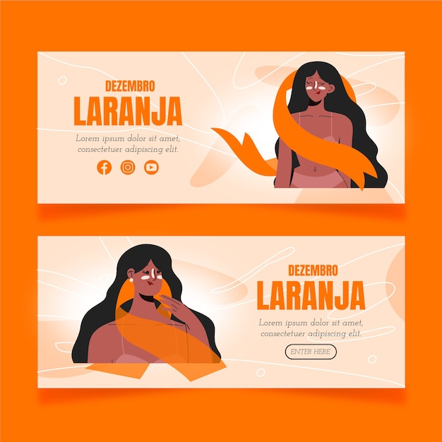 Set di banner dezembro laranja disegnati a mano