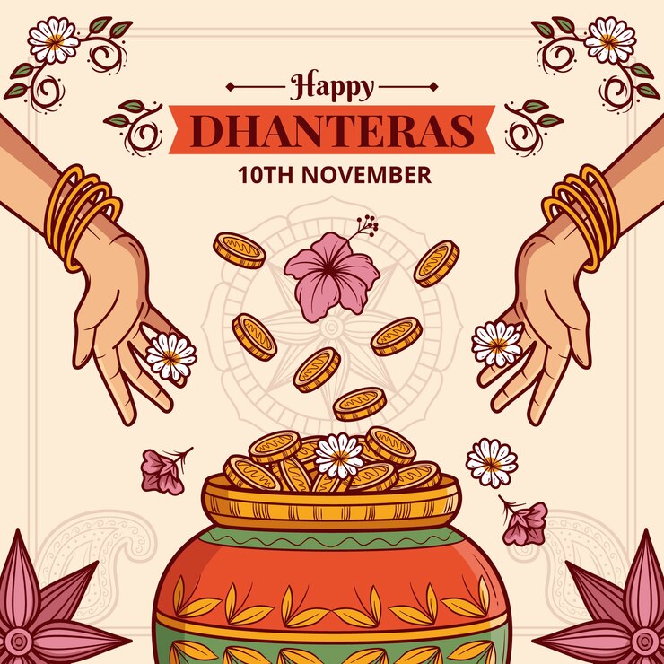 मुफ़्त वेक्टर hand drawn dhanteras illustration