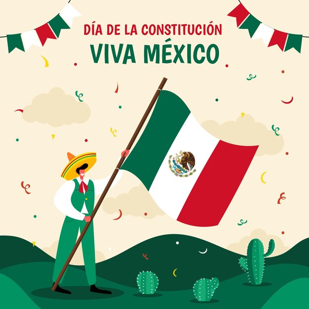 Hand-drawn dia de la constitucion illustration