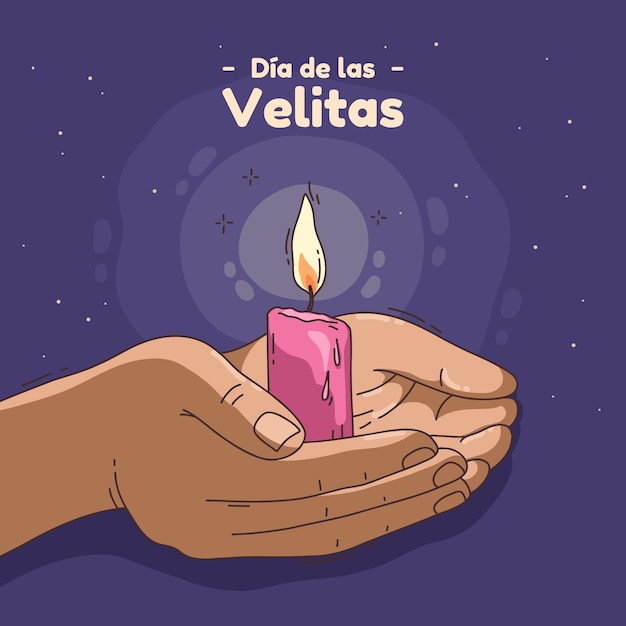 Hand drawn dia de las velitas illustration