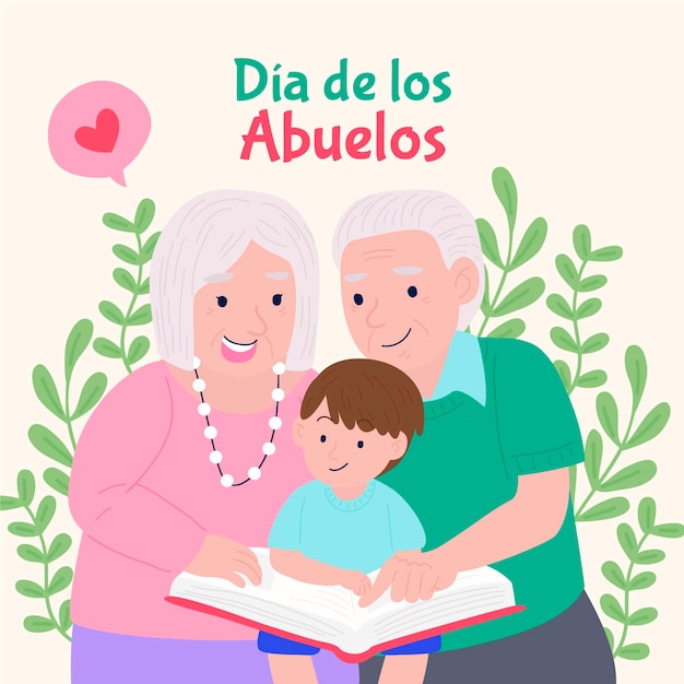 Vettore gratuito illustrazione disegnata a mano di dia de los abuelos