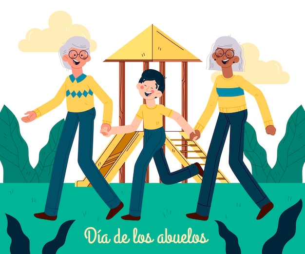 Hand drawn dia de los abuelos illustration