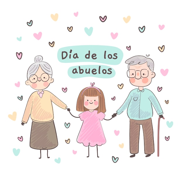 Hand drawn dia de los abuelos illustration