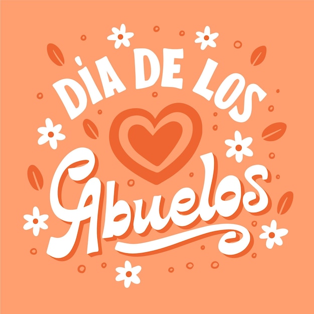 Vettore gratuito lettering dia de los abuelos disegnato a mano