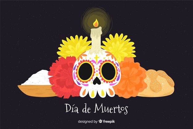 Hand drawn dia de muertos background