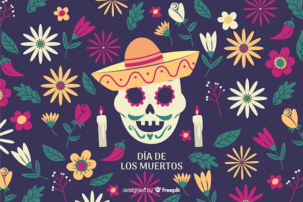 손으로 그린 día de muertos 배경