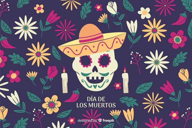 Hand drawn dia de muertos background