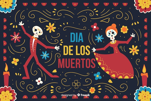 손으로 그린 día de muertos 배경