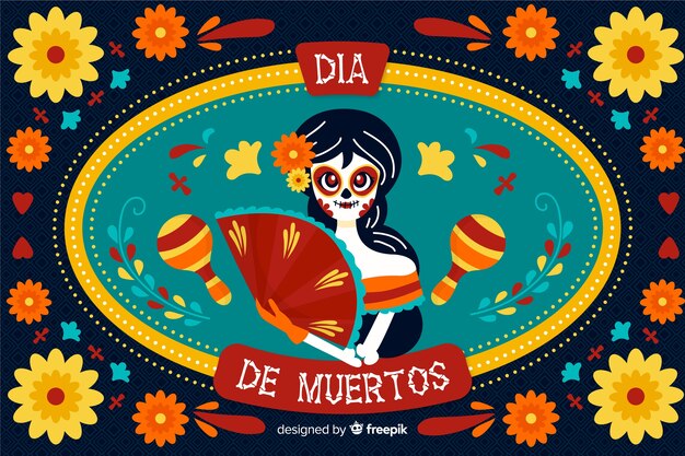 손으로 그린 día de muertos 배경