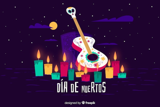 Hand drawn dia de muertos background