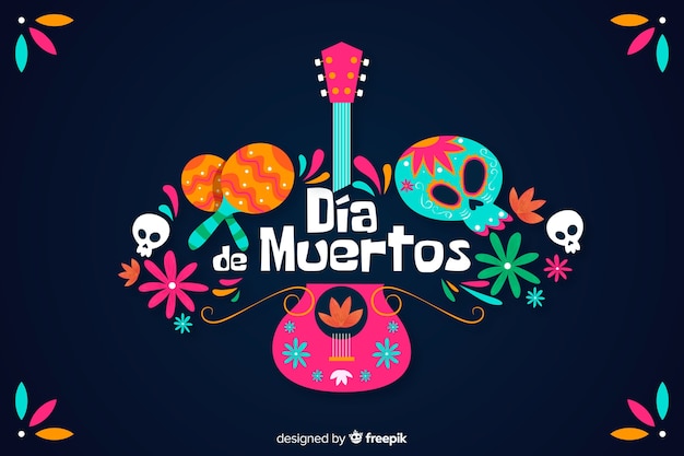 Hand drawn dia de muertos background