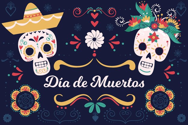 Hand drawn dia de muertos background