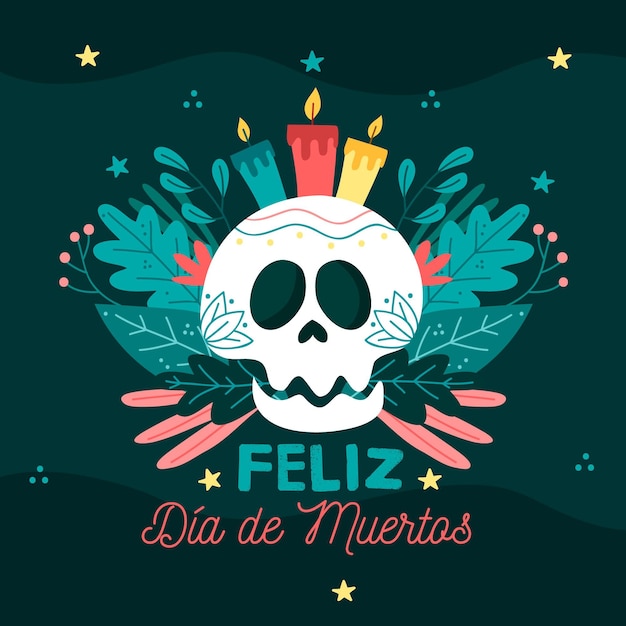 Hand drawn dia de muertos background