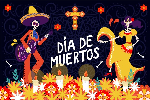 Ручной обращается фон dia de muertos