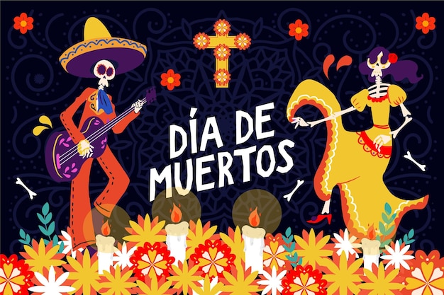 手描きdia de muertos背景