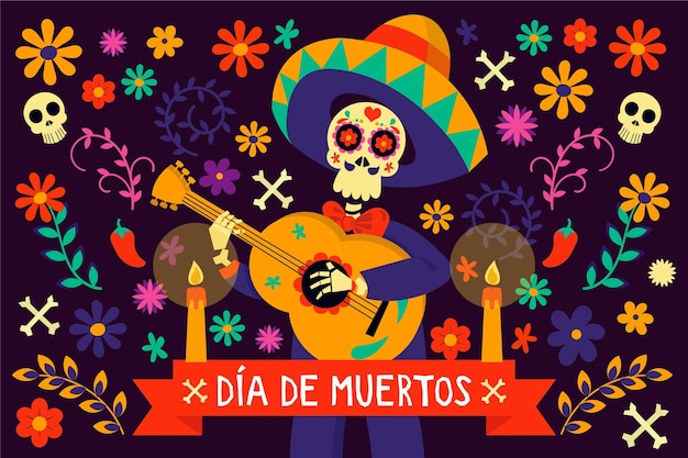 Sfondo dia de muertos disegnato a mano