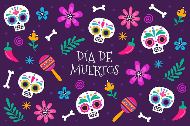 手描きdia de muertos背景