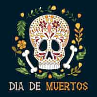 無料ベクター 手描きdia de muertos背景