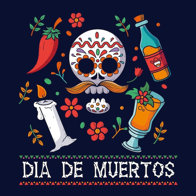 Sfondo dia de muertos disegnato a mano