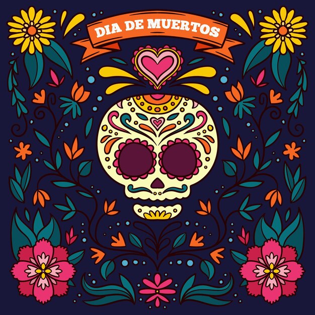 Hand drawn día de muertos background